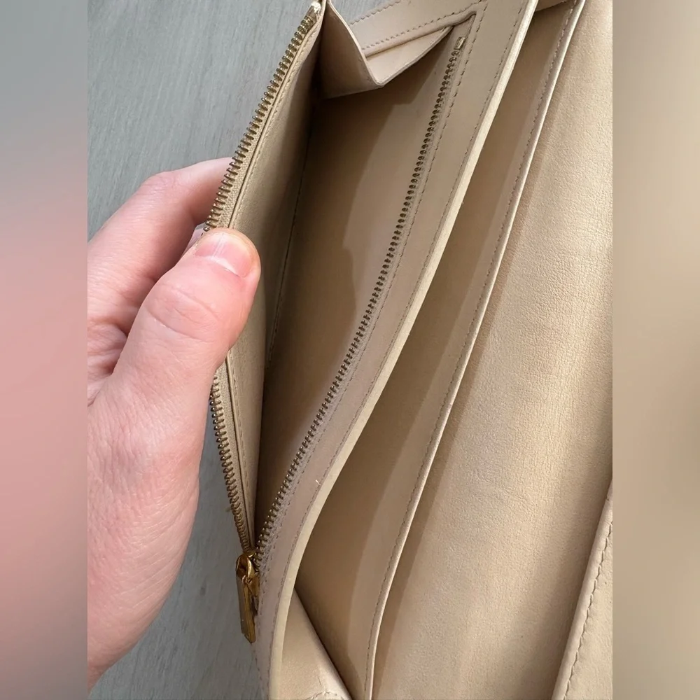 Celine Strap Continental  grained Calfskin  Wallet,Beige / Light Taupe - Picture 7 of 15